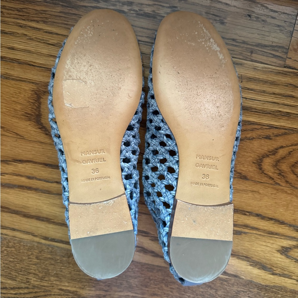 Mansur Gavriel Light Blue Woven Flat Loafer - Picture 4 of 4